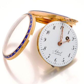 Swiss fine 18 carat gold and enamel verge watch Circa 1800