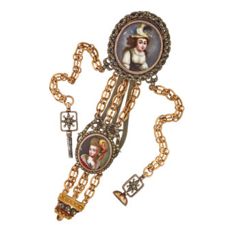 A Swiss gold repeating verge with gold chatelaine Circa 1770