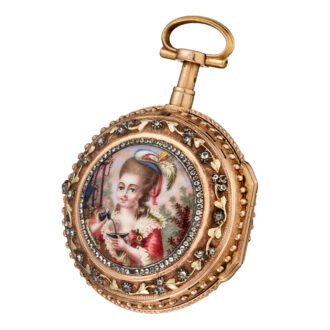 Swiss gold repeating verge with gold chatelaine Circa 1770