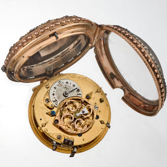 A Swiss gold repeating verge with gold chatelaine Circa 1770 A Swiss gold repeating verge with gold chatelaine Circa 1770