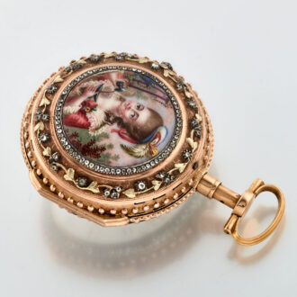 A Swiss gold repeating verge with gold chatelaine Circa 1770