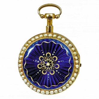 French repeating gold and enamel verge watch Circa 1790
