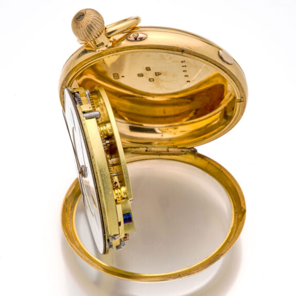 English gold open faced lever with start/stop seconds Circa 1897 English gold open faced lever with start/stop seconds Circa 1897