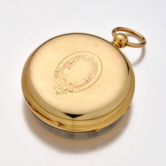 Remarkable English 18K gold key wind lever with compass Circa 1876