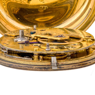 Remarkable English 18K gold key wind lever with compass Circa 1876