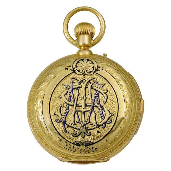 Rare Swiss gold double sided calendar watch Circa 1900 Rare Swiss gold double sided calendar watch Circa 1900