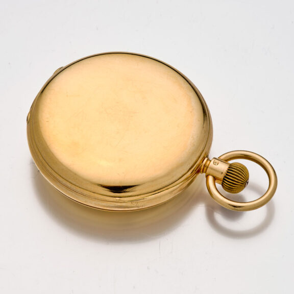 Heavy English gold half hunter with power reserve Circa 1869 Heavy English gold half hunter with power reserve Circa 1869