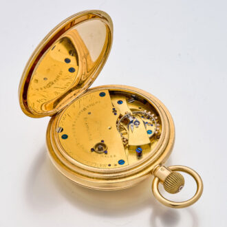 Heavy English gold half hunter with power reserve Circa 1869