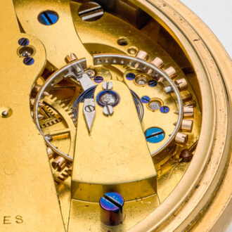 Heavy English gold half hunter with power reserve Circa 1869