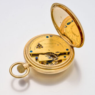 Heavy English gold half hunter with power reserve Circa 1869