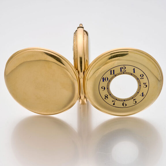Heavy English gold half hunter with power reserve Circa 1869 Heavy English gold half hunter with power reserve Circa 1869