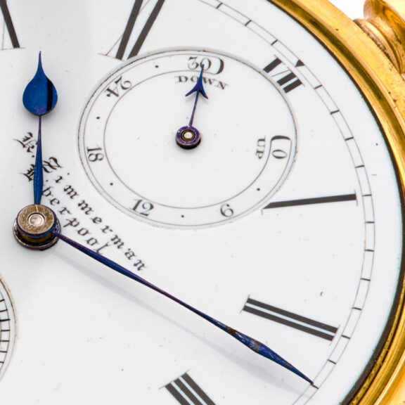 Fine English 18K gold lever watch with power reserve Circa 1885 Fine English 18K gold lever watch with power reserve Circa 1885