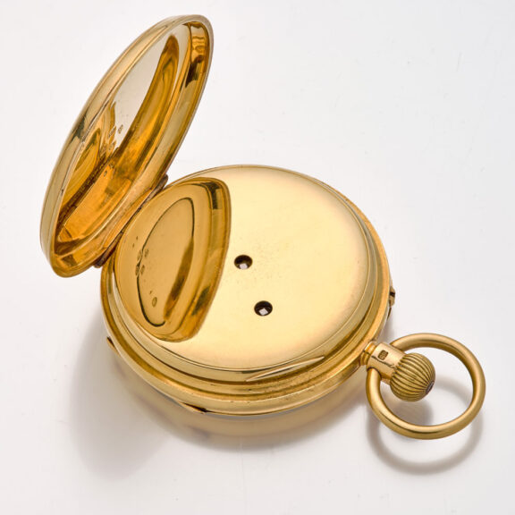 Fine English 18K gold lever watch with power reserve Circa 1885 Fine English 18K gold lever watch with power reserve Circa 1885