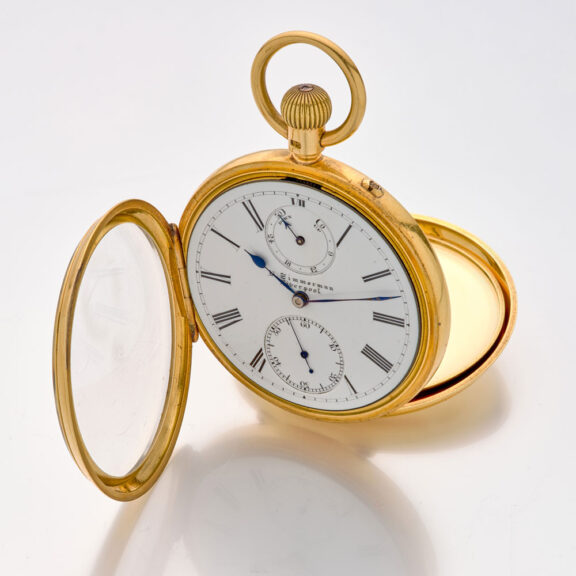Fine English 18K gold lever watch with power reserve Circa 1885 Fine English 18K gold lever watch with power reserve Circa 1885