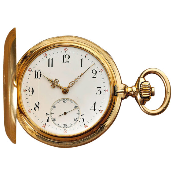 Swiss gold full hunting cased pocket watch à goutte Circa 1895