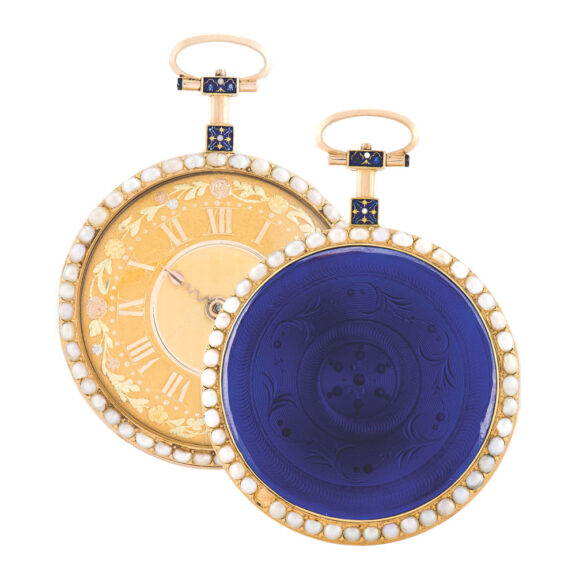 Swiss gold pearl set pocket watch made Circa 1800 Swiss gold pearl set pocket watch made Circa 1800
