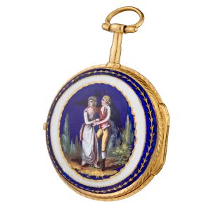 Swiss verge watch with enamel and chatelaine Circa 1780