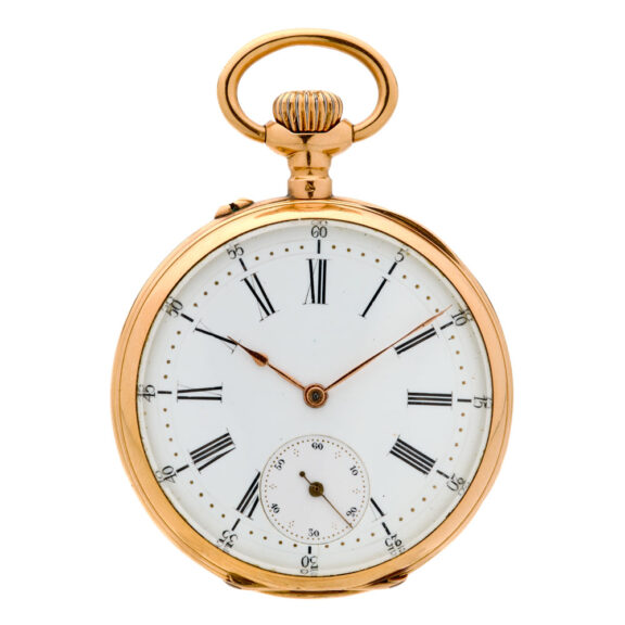 French gold cylinder pocket watch with monogram Circa 1880 French gold cylinder pocket watch with monogram Circa 1880
