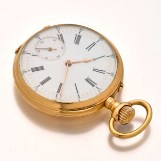 French gold cylinder pocket watch with monogram Circa 1880