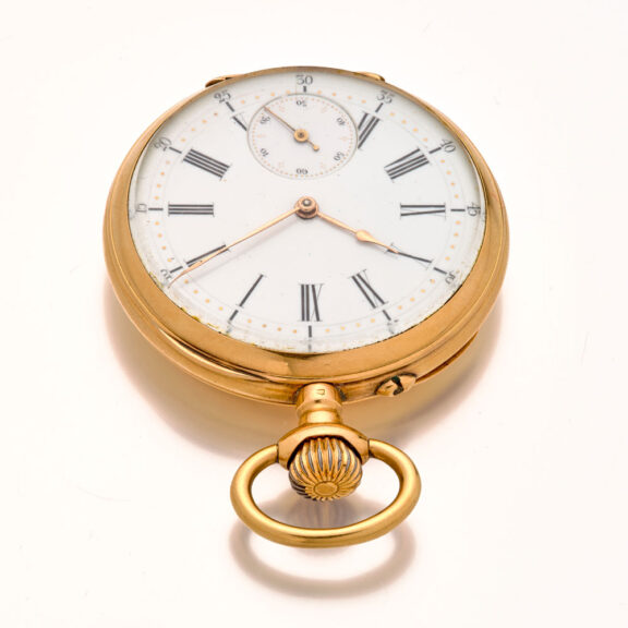 French gold cylinder pocket watch with monogram Circa 1880 French gold cylinder pocket watch with monogram Circa 1880