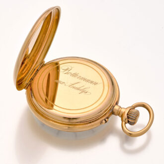 French gold cylinder pocket watch with monogram Circa 1880