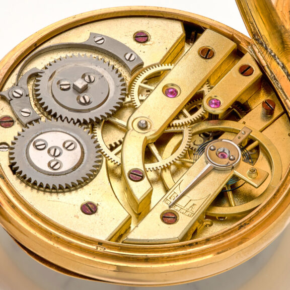 French gold cylinder pocket watch with monogram Circa 1880 French gold cylinder pocket watch with monogram Circa 1880