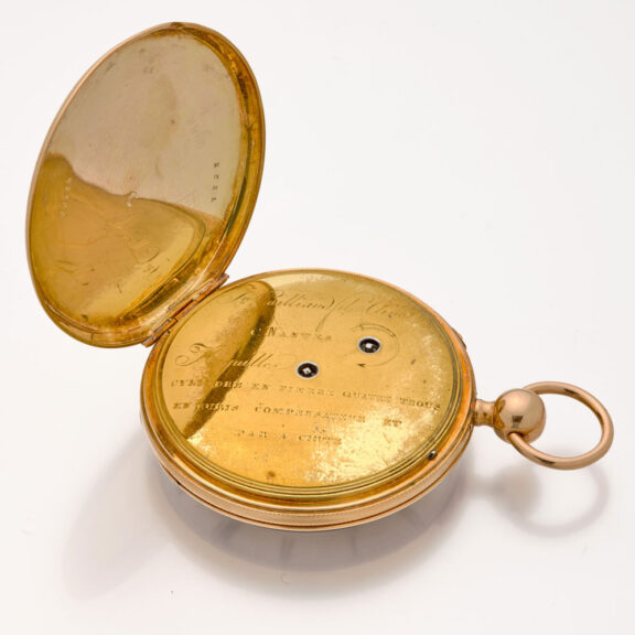 French gold quarter repeating ruby cylinder watch Circa 1825 French gold quarter repeating ruby cylinder watch Circa 1825