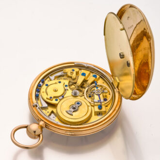 French gold quarter repeating ruby cylinder watch Circa 1825