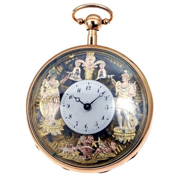 Swiss gold quarter repeater with two Jacquemarts Circa 1800