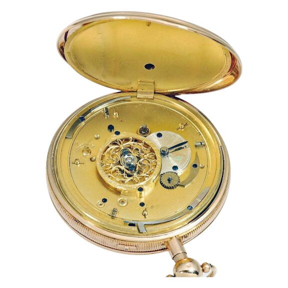 Swiss gold quarter repeater with two Jacquemarts Circa 1800 Swiss gold quarter repeater with two Jacquemarts Circa 1800