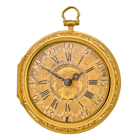 Splendid Dutch 22K gold repoussé watch with date Circa 1740 Splendid Dutch 22K gold repoussé watch with date Circa 1740