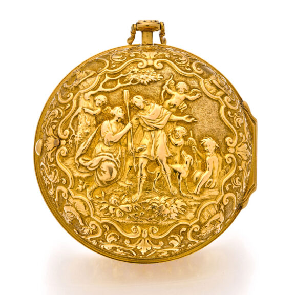 Splendid Dutch 22K gold repoussé watch with date Circa 1740 Splendid Dutch 22K gold repoussé watch with date Circa 1740