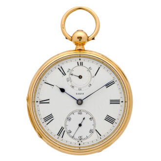 English 18K gold lever watch with power reserve Circa 1887