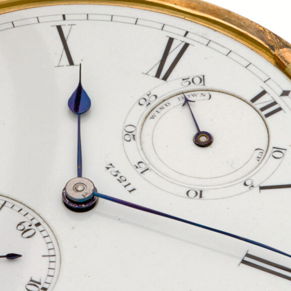 English 18K gold lever watch with power reserve Circa 1887 English 18K gold lever watch with power reserve Circa 1887