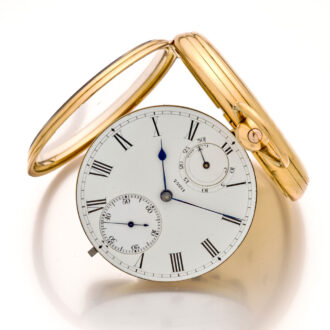 English 18K gold lever watch with power reserve Circa 1887