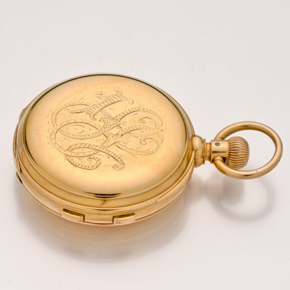 Heavy Swiss gold split-seconds full hunter chronograph Circa 1890 Heavy Swiss gold split-seconds full hunter chronograph Circa 1890