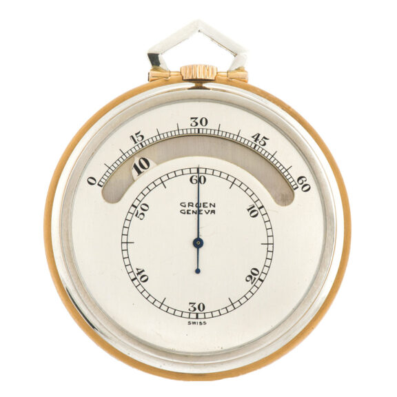 Swiss two colour gold keyless dress watch with wandering hours Circa 1925