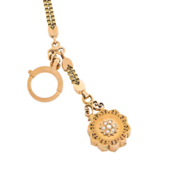 Detachable gold and pearl set long chain Circa 1900