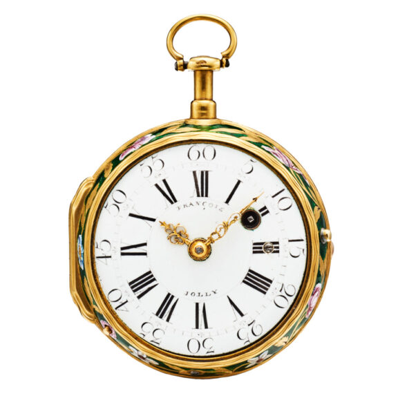 French 20k gold enamel quarter repeating watch Circa 1750 French 20k gold enamel quarter repeating watch Circa 1750