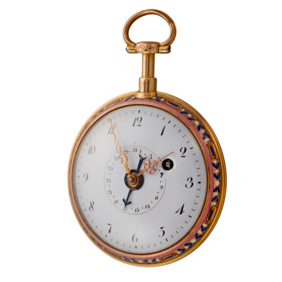 A French verge in a fine gold and enamel case Circa 1771 A French verge in a fine gold and enamel case Circa 1771