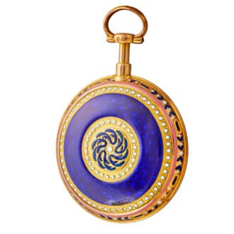French date verge watch in gold and enamel case Circa 1780