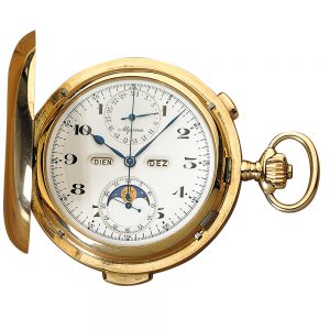 German chronograph with calendar and moon phases Circa 1900