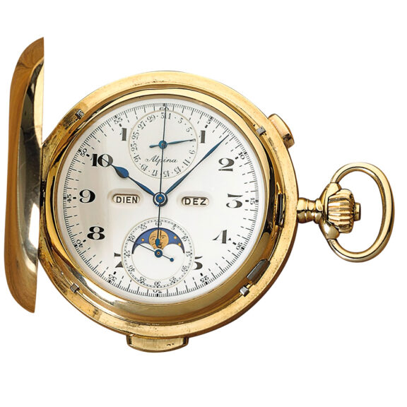 German chronograph with calendar and moon phases Circa 1900 German chronograph with calendar and moon phases Circa 1900