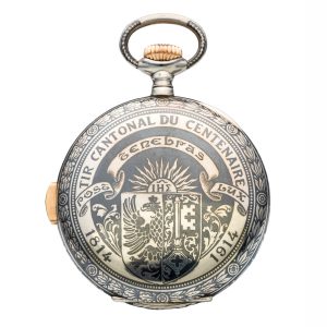 Swiss rare niello silver quarter repeating pocket watch Circa 1914