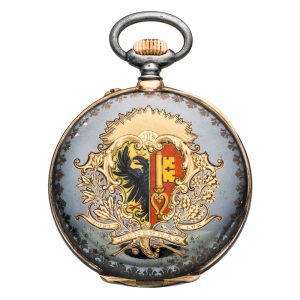 Swiss nielloed silver open faced pocket watch Circa 1900
