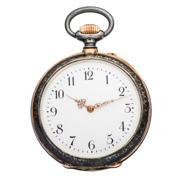 Swiss nielloed silver open faced pocket watch Circa 1900 Swiss nielloed silver open faced pocket watch Circa 1900