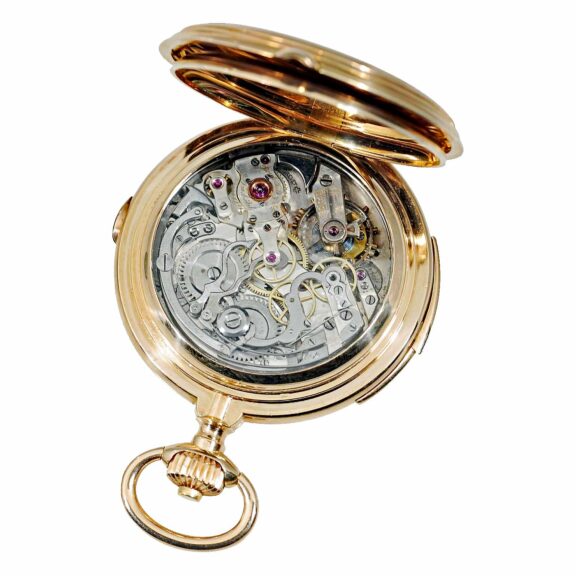 Swiss gold repeating watch with chronograph Circa 1880 Swiss gold repeating watch with chronograph Circa 1880