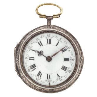 Dutch verge watch in a silver repousse cast case Circa 1730