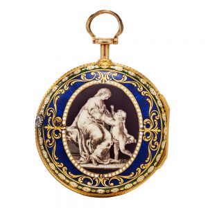 English 22k gold pair cased enamel painted watch Circa 1775