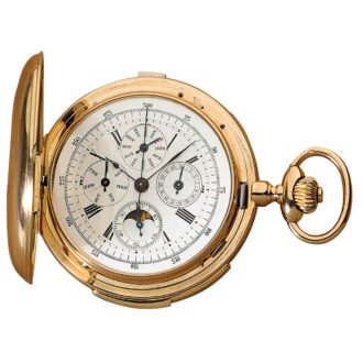 Swiss gold hunting cased quarter repeating lever Circa 1880